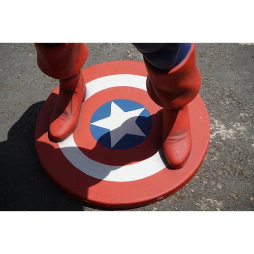 1038 - Marvel Captain America life size statue, made of fibreglass, cracks to left wing and paint chips to ... 