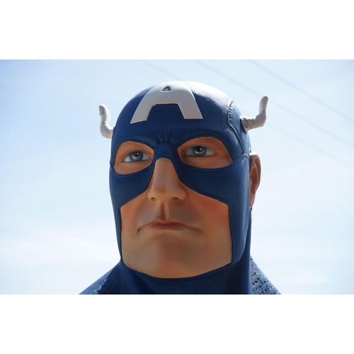 1038 - Marvel Captain America life size statue, made of fibreglass, cracks to left wing and paint chips to ... 