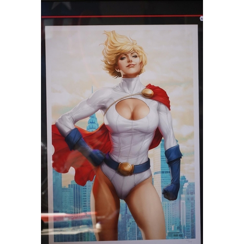 1040 - Sideshow Collectibles DC Comics Power Girl framed art print, signed by the artist Stanley Lau and nu... 