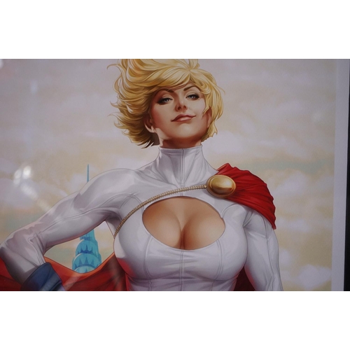 1040 - Sideshow Collectibles DC Comics Power Girl framed art print, signed by the artist Stanley Lau and nu... 