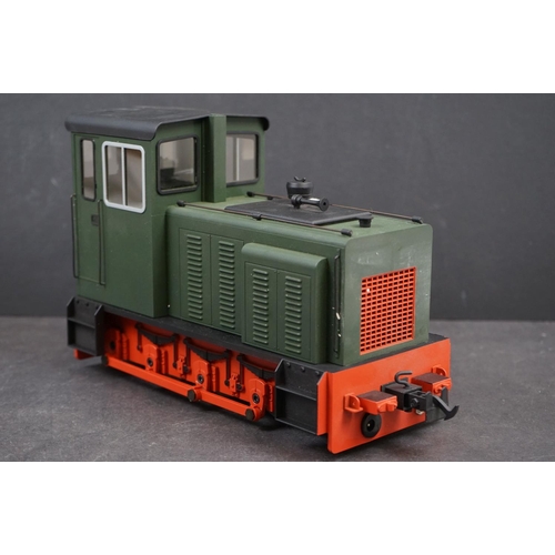 122 - British Model Supply Baguley Drewry Diesel O scale electric 0-6-0 locomotive in green/black/red live... 