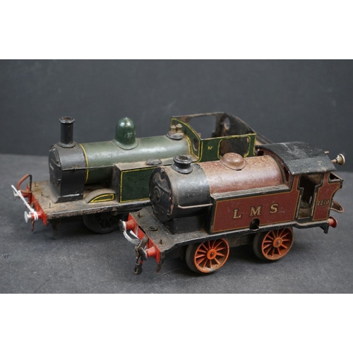 123 - Two O gauge locomotives to include Hornby 0-4-0 LMS 2270 in maroon and an unmarked 0-6-0 in green, d... 