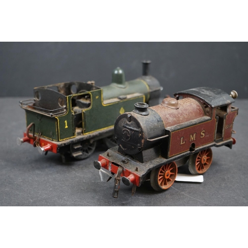 123 - Two O gauge locomotives to include Hornby 0-4-0 LMS 2270 in maroon and an unmarked 0-6-0 in green, d... 