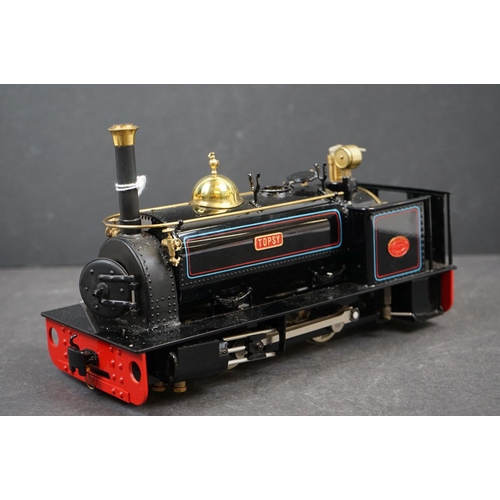 124 - Finescale Engineering Co O Gauge Live Steam 0-4-0 Saddle Tank Locomotive 'Topsy' in black livery, wi... 