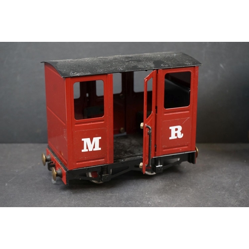 125 - Five Mamod Steam Railway O gauge metal items of rolling stock, all marked MR to livery, excellent co... 