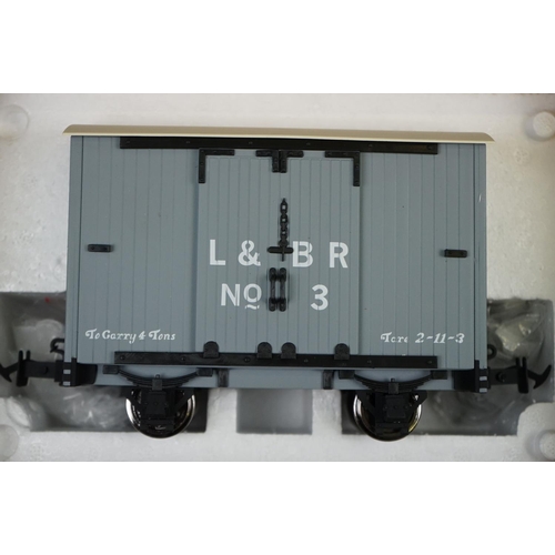 129 - Two boxed BMS Accucraft UK Ltd Large scale items of rolling stock to include #3 R19-2C L&BR Grey and... 