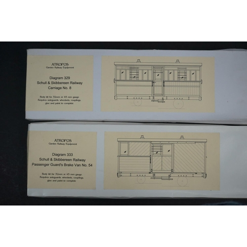 130 - 10 Boxed Atropos Garden Railway Equiptment items of rolling stock model kits, to include Diagram 325... 