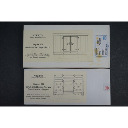 130 - 10 Boxed Atropos Garden Railway Equiptment items of rolling stock model kits, to include Diagram 325... 