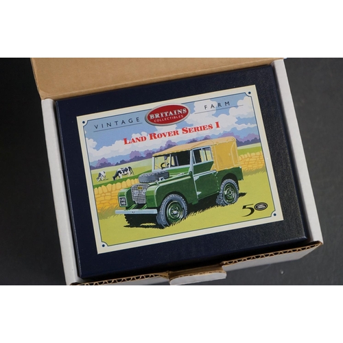 247 - Five boxed Britains farm models to include 08735 Land Rover Series I, 00172 Marshall M Tractor, 0871... 