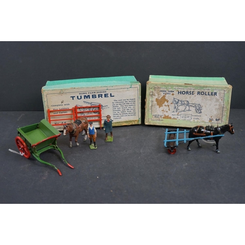 249 - Two boxed Britains Home Farm Series figure sets to include No 4F Tumbrel, farmer missing arm, vg oth... 