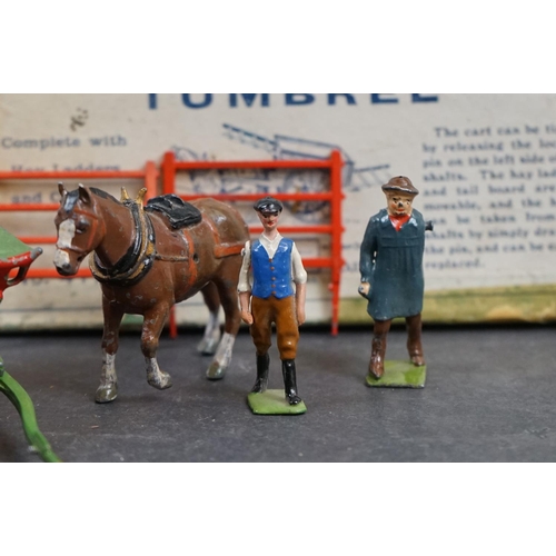 249 - Two boxed Britains Home Farm Series figure sets to include No 4F Tumbrel, farmer missing arm, vg oth... 