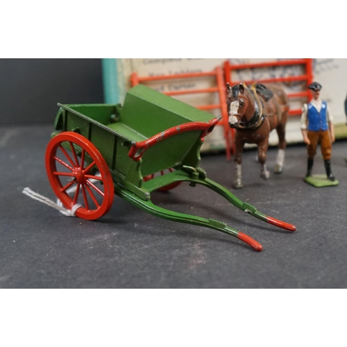 249 - Two boxed Britains Home Farm Series figure sets to include No 4F Tumbrel, farmer missing arm, vg oth... 