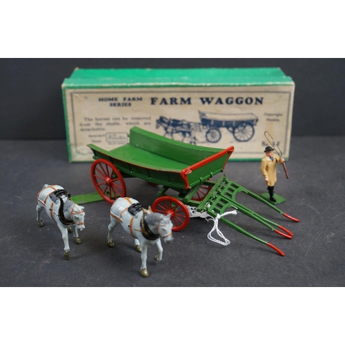 250 - Boxed Britains Home Farm Series No 5F Farm Wagon, with farmer, vg with gd box