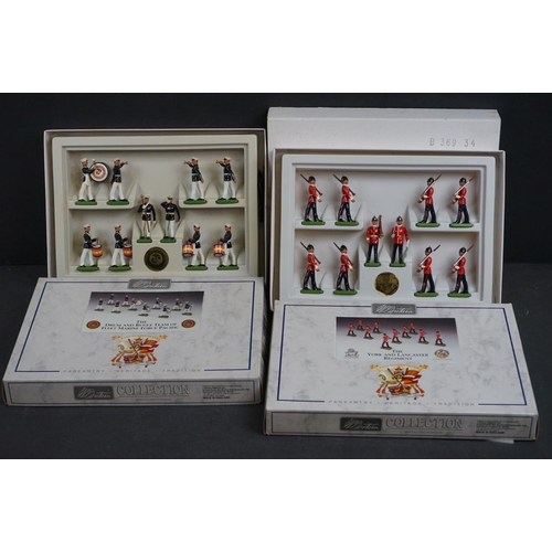 257 - Two boxed Britains metal figure sets to include The Drum and Bugle Team of Fleet Marine Force Pacifi... 