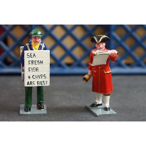 261 - A collection of boxed traditional metal painted figures to include Streets of London shoe shiner, mi... 