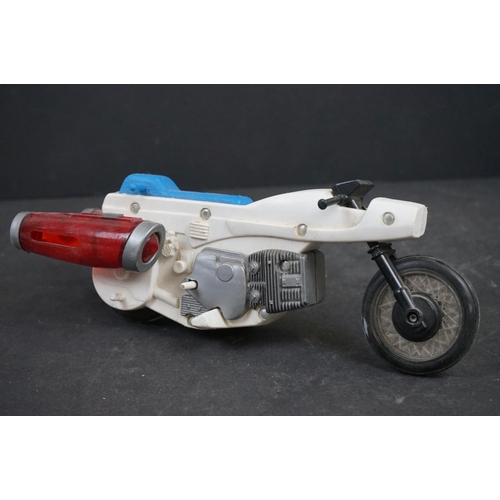 1047 - Boxed Ideal Toy Corp Evel Knievel Super Jet Cycle, missing energizer, tatty box and grubby action fi... 