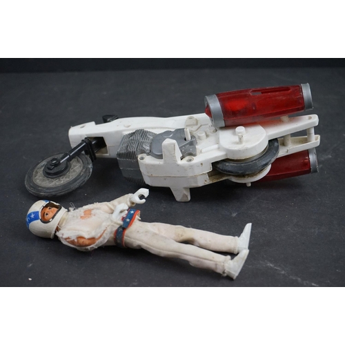 1047 - Boxed Ideal Toy Corp Evel Knievel Super Jet Cycle, missing energizer, tatty box and grubby action fi... 