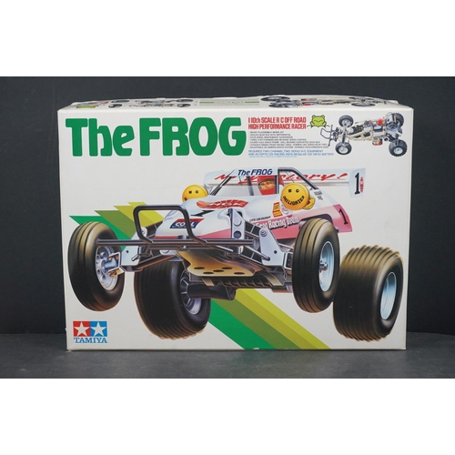 1082 - Boxed Tamiya 5841 1:10 scale The Frog radio control Off Road High Performance Racer, chassis appeari... 