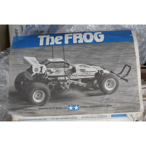 1082 - Boxed Tamiya 5841 1:10 scale The Frog radio control Off Road High Performance Racer, chassis appeari... 