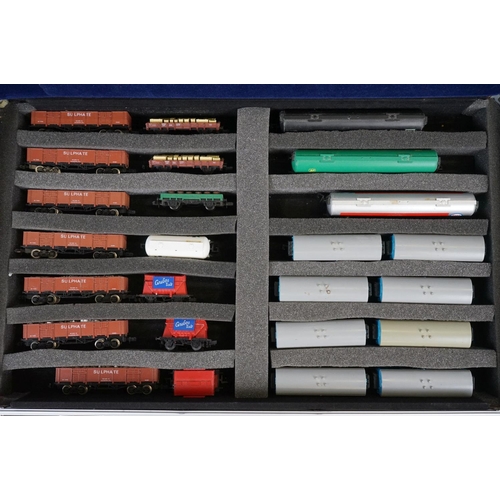 117 - 64 N gauge items of rolling stock contained within 3 x flight cases, includes Peco, Graham Farish, G... 