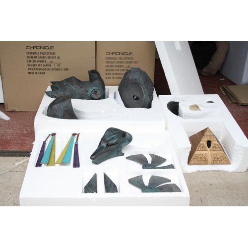 1043A - Boxed life size Chronicle Collectables Stargate Anubis helmet model with stand, electronics untested... 