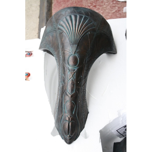 1043A - Boxed life size Chronicle Collectables Stargate Anubis helmet model with stand, electronics untested... 