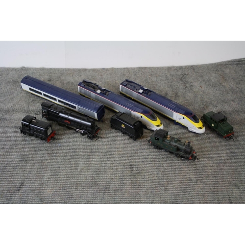 111 - Set of Hornby OO gauge Eurostar engine, dummy and coach, plus Triang Princess Elizabeth, Dapol GWR 0... 