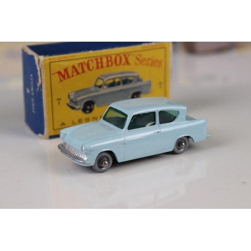 1652 - 12 Boxed Matchbox 75 Series diecast models to include 7 Ford Anglia, 17 Metropolitan Taxi, 23 Carava... 