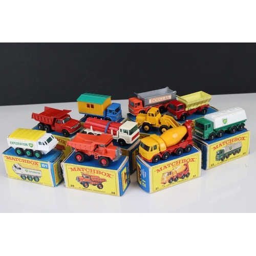 1654 - Ten boxed Matchbox 75 Series diecast commercial models to include 48 Dodge Dumper Truck, 21 Foden Co... 