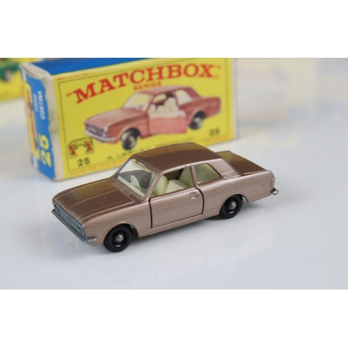 1655 - Ten boxed Matchbox 75 Series diecast models to include 25 Ford Cortina, 52 BRM Racing Car, 53 Ford Z... 