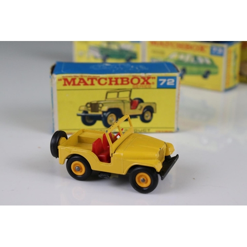 1656 - Ten boxed Matchbox 75 Series diecast models to include 46 Mercedes 300 SE Coupe, 72 Standard Jeep, 6... 