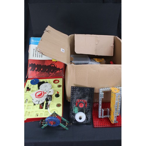 223 - Quantity of vintage Meccano accessories and parts, various colours, includes part complete boxed Ele... 