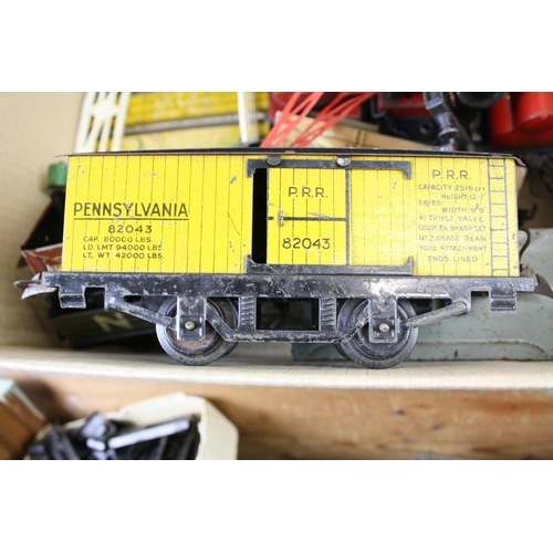 47A - Nine Hornby O Gauge railway to include Pennsylvania 82043, LMS 13T 210112, etc, plus a quantity of t... 