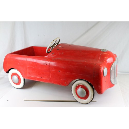 268 - Triang metal pedal car, with metal wheels, has been repainted and is missing windshield, (98cm x 43c... 