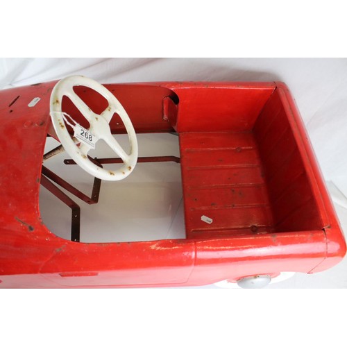 268 - Triang metal pedal car, with metal wheels, has been repainted and is missing windshield, (98cm x 43c... 