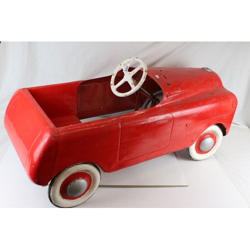 268 - Triang metal pedal car, with metal wheels, has been repainted and is missing windshield, (98cm x 43c... 