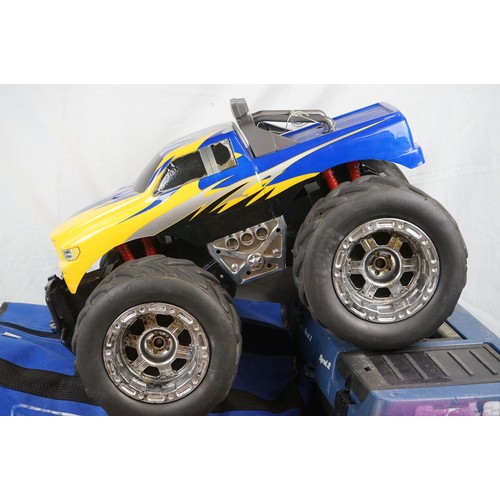 1093 - Two assembled radio control vehicles to include HB Monster Truck, appearing complete with foam wheel... 