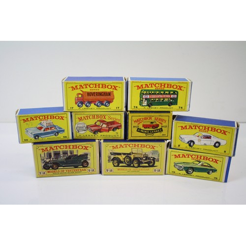 1659 - Seven boxed Matchbox 75 Series diecast models to include 17 8-Wheel Tipper, 56 Fiat 1500, 78 Ford Mu... 