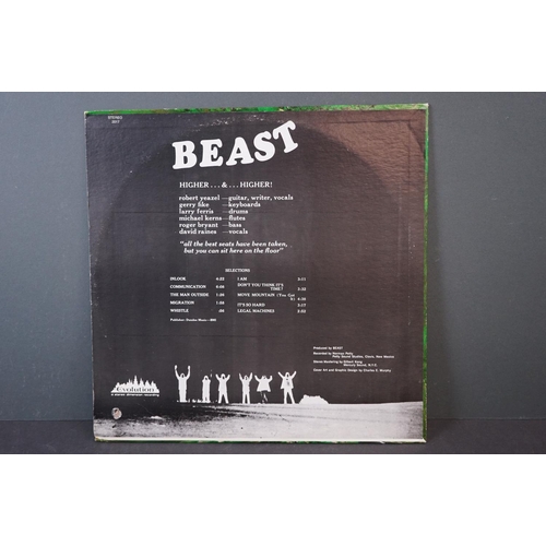 103 - Vinyl - Beast Higher & Higher LP on Evolution 2017 Stereo, vintl vg++, sleeve with small hole throug... 