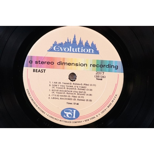 103 - Vinyl - Beast Higher & Higher LP on Evolution 2017 Stereo, vintl vg++, sleeve with small hole throug... 