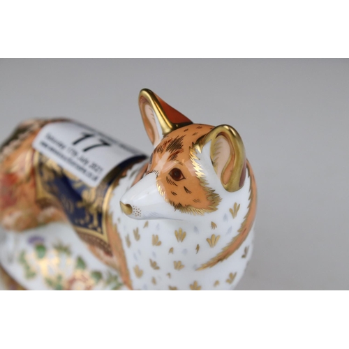 17 - Three Royal Crown Derby limited edition paperweights in the form of the Queens Corgi dogs.