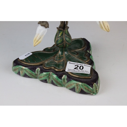 20 - A Royal Bonn Art Nouveau Ceramic and metal table centre piece bowl with metal stem of naturistic for... 