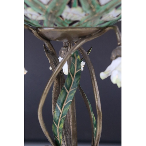 20 - A Royal Bonn Art Nouveau Ceramic and metal table centre piece bowl with metal stem of naturistic for... 