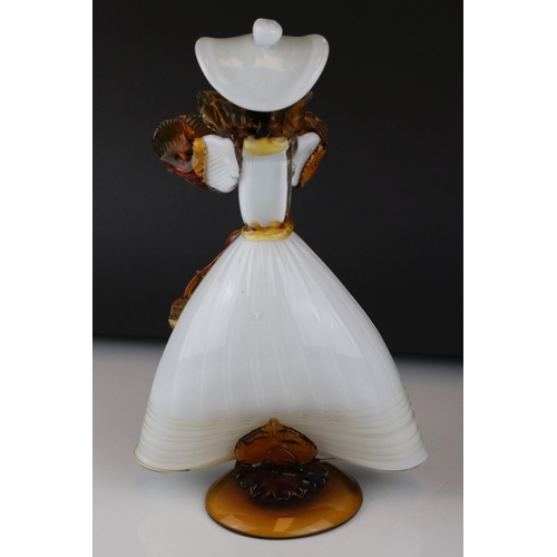 24 - A 20th century Murano glass figure of a dancer signed and dated 1980, 36 cm in height.