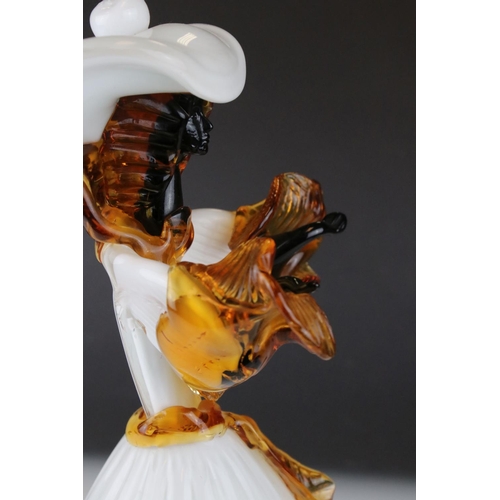 24 - A 20th century Murano glass figure of a dancer signed and dated 1980, 36 cm in height.