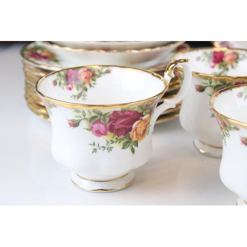 44 - A Country Roses Royal Albert part tea set to include trios, jug, bowl, cake plate etc.