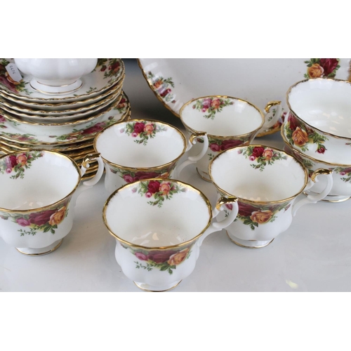 44 - A Country Roses Royal Albert part tea set to include trios, jug, bowl, cake plate etc.