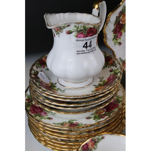 44 - A Country Roses Royal Albert part tea set to include trios, jug, bowl, cake plate etc.