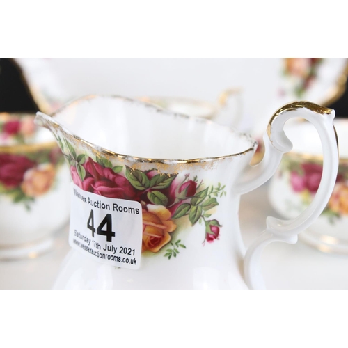 44 - A Country Roses Royal Albert part tea set to include trios, jug, bowl, cake plate etc.