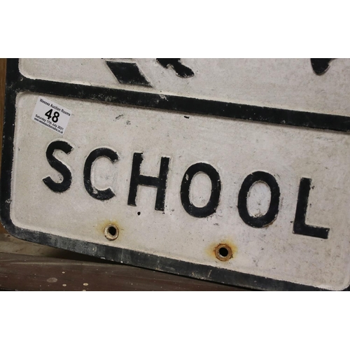 48 - A vintage metal School crossing sign, 54 cm x 36 cm.